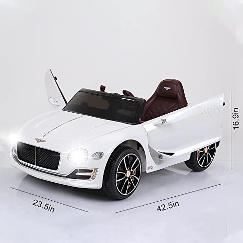 Bentley Exp 6V Battery Powered Ride On Car For Kids, Remote Control Toy Vehicle With Music Player, Led Light, 2 Driving Modes (6V White) #TOP6