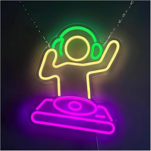 Enseigne LED DJ Boy lampe néon dimmable pour studio de musique et salon