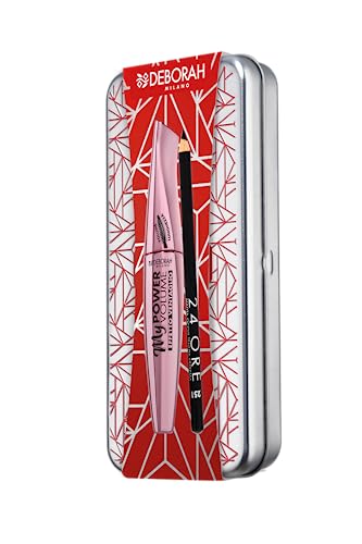 Deborah Milano - Set de regalo para mujer, ojos de estaño con máscara My Power Volumen y lápiz 24 horas 251 Black n.º 7