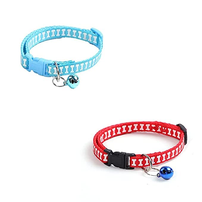 Pups&Pets 10 MM Puppy & Cat Collar Belt with Bell, Soft Adjustable Bone Printed Puppy Kitten Necktie Collar (Pack of 2) (B0C3J4G2YG) Amazon Price History, Amazon Price Tracker