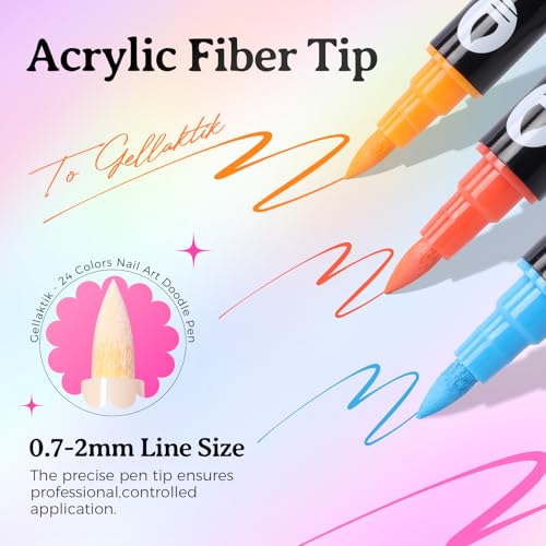 Image of 24 Colors Nail Art Pens Set for DIY Nail Art, 0.7mm MarkerPen | Dual-Tip, Quick Dry, Non-Toxic ＆ Odorless, Nail Polish Pens for Paint /Dotting /Liner, Beginner & Travel Friendly, Great Gift