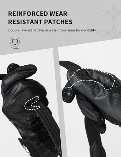 Charmsphere Ladies Equestrian Gloves Lightweight Convenient Carry Non-Slip Durable Horseback Riding Gloves w/Silicone Print Black M