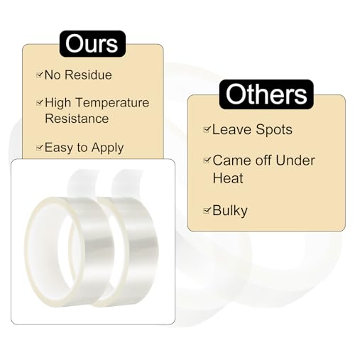 Image of uxcell Clear Heat Tape, 4 Rolls 30mmx33m 108ft High Temperature Heat Resistant Tape for Sublimation,Heat Vinyl Press,Heat Transfer, Circuit Board, No Residue