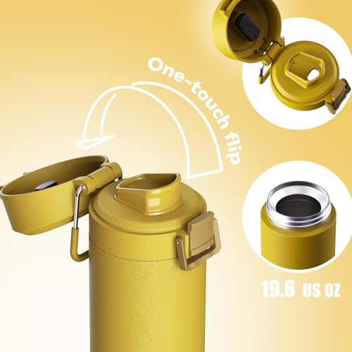 Image of Insulated water bottle with Non-Slip Shoe Sole Bottom, 19.6 Ounce Stainless Steel Water Bottle for Hot and Cold Drinks, Perfect for Gym, Hiking, Travel, Heat /Cold Retention, for Camping & Gym.