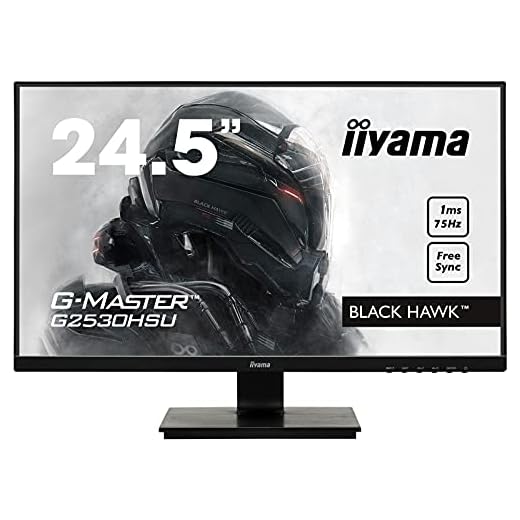 iiyama G-MASTER Black Hawk G2530HSU-B1 62,23 cm (24,5 Zoll) Gaming Monitor (VGA, HDMI, DisplayPort, USB 2.0, 1ms Reaktionszeit, FreeSync) schwarz