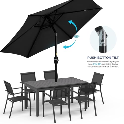 Wisteria Lane Outdoor Patio Umbrella, Market Umbrella, Large Outdoor Umbrella, Metal Pole Umbrella with Push Button Tilt and Crank, Polyester Canopy, Black by Wisteria Lane - Used condition - Image 6