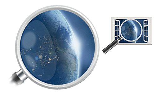 Dnven Faux Window Decals Galaxy Outer Space Earth False Window Mural 3D Full Color Vinyl Bedroom Living Room Playroom Wall Stickers 24 Inches X 16 Inches #TOP2