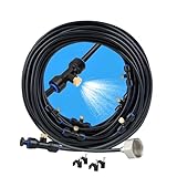 UNCO- Misting System, 75 FT, 28 Brass Mist Nozzles, 3/4' Brass Adapter, Misters for Outside Patio, Misting System for Patio, Garden, Greenhouse, Trampoline, Porch