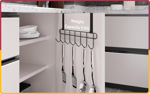 Image of Heavy Duty Over Door Hanger for Cloths, Drill Free Door Hanging Hooks Suitable for Bathroom, Bedroom, Kitchen | Removable Door Hanger | Scarf, Coat, Towel Holder | Steel