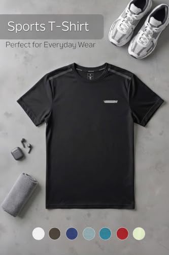 Image of Van Heusen Men's Running T-Shirt | Regular Fit | Crew Neck | Soft Breathable Mircofiber | Casual Wear | Summer Favorite | Shoulder Bonding |Sports T-Shirt | Style 61005