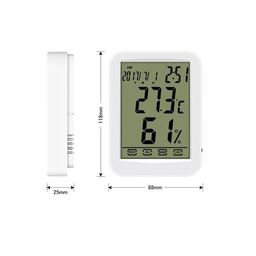 Misuratore Elettronico Di Temperatura E Umidità Touch Screen For Home Office, Termometro Digitale Con Orologio Luce Notturna
