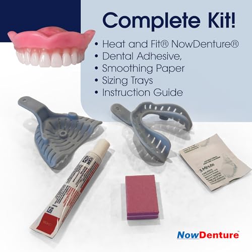 Heat and Fit™ NowDenture™ - Premium Immediate Upper Dentures - USA Made, Real Teeth, Custom Fit - No Impressions Needed for Fast Results at Home - Complete Kit with Sizing Trays - Large