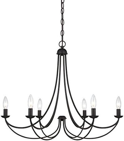 Quoizel Mirren Candle Chandelier, 28 Inch 6-Light Imperial Bronze Hanging Pendant, 60W, Max Adjustable Height 75", Transitional Ceiling Light for Dining, Living Room, Foyer, Hallway or Farmhouse