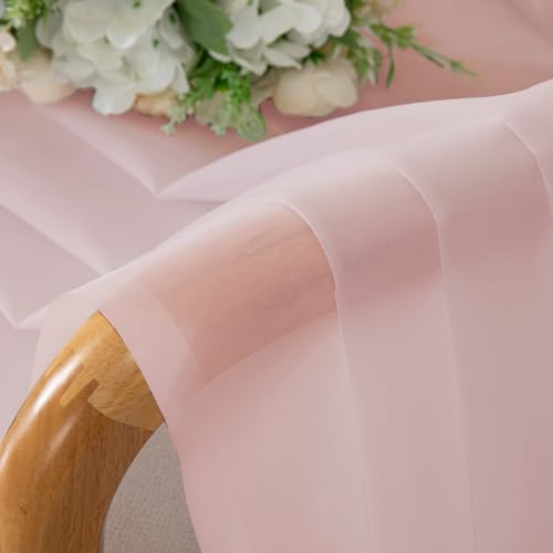 Image of OWENIE Sheer Curtains 54 Inch Length 2 Panels Set, Blush Sheer Curtain for Living Room, Soft Airy Window Treatments for Bedroom, Fimly Voile Sheer Curtains & Drapes, 2 Pcs 84 Width 54 Long