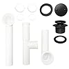 Westbrass 593244-62 White 1-1/2" Tubular Tip Toe Bath Waste Drain Kit, Matte Black, 1 Pack