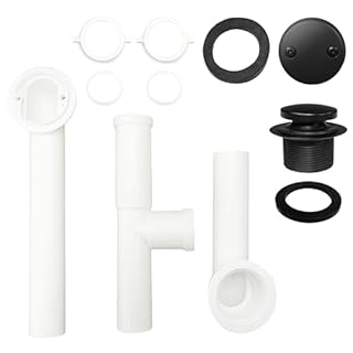 Westbrass 593244-62 White 1-1/2" Tubular Tip Toe Bath Waste Drain Kit, Matte Black, 1 Pack
