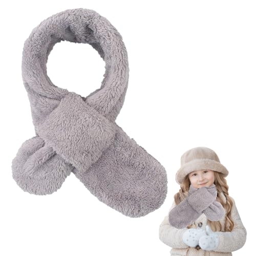 1 Paquete de Bufanda para Niños, Bufanda de Felpa para Niños, Bufanda de Felpa para Niñas, Bufanda de Felpa de Color Sólido, Bufanda de Felpa Cálida, Bufanda de Felpa Gruesa (Gris)