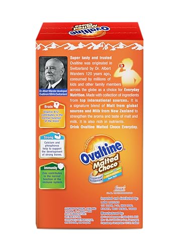 Image of OVALTINE Malted Health Drink Chocolate Flavour Powder, Nutrition Drink Powder, Rich Malt & Cocoa Taste, Tasty Milk Mix Drink, Daily Energy & Growth Beverage for Kids & Adults, 450g (Pack of 1)