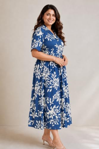 Image of ZELENA Rayon Lapel Neck Zipless Maternity Feeding Dress | Soft 100% rayon dress featuring a lapel neck, button-down zipless nursing , and half sleeves