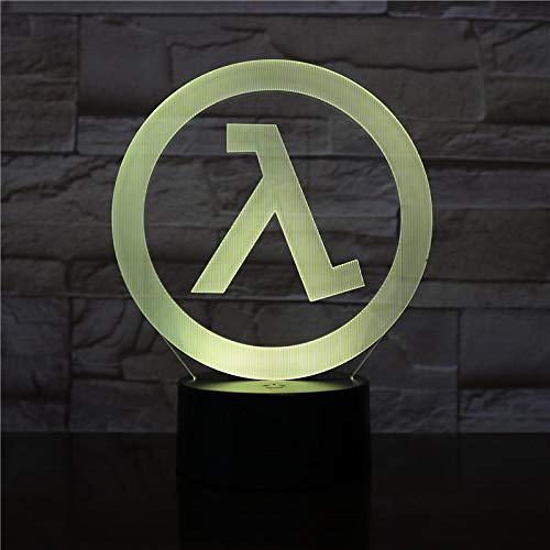 Lampara LED Videojuego Half Life Logo Cambia Color USB Luz nocturna y decoración