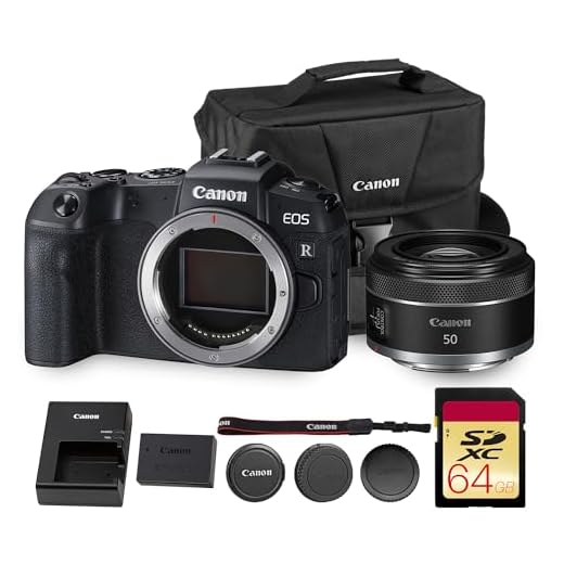 Canon EOS RP Mirrorless Camera| 26.2MP Full Frame Sensor| 4K Video Recording| Lightweight Compact Camera for Travel and Everyday Content Creation(3380C002) + Canon RF 50mm f/1.8 Lens + 64GB Card + Bag