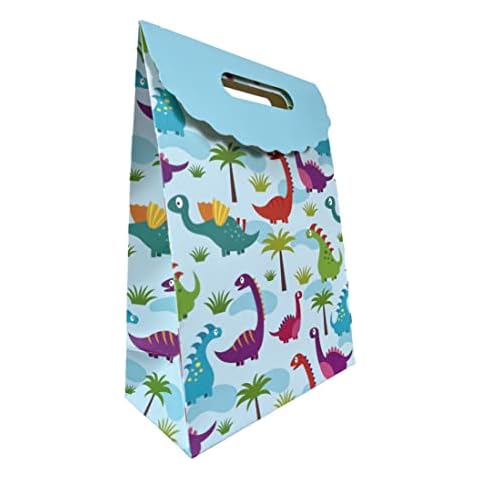 Dinosaur party bag, small paper bags, party bags for kids party, Suitable for baby boy baptism, boy's birthday party and other (Blue) Cover
