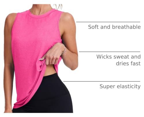 Image of Womens Workout Tank Tops Lightweight Sleeveless Shirts for Women Loose Fit Tops for Athletic Running Tennis Yoga