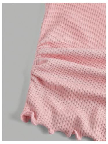 WDIRARA Girls Lace Trim Bow Front Crop Tops Halter Round Neck Short Sleeve Ruched Tee Shirts3