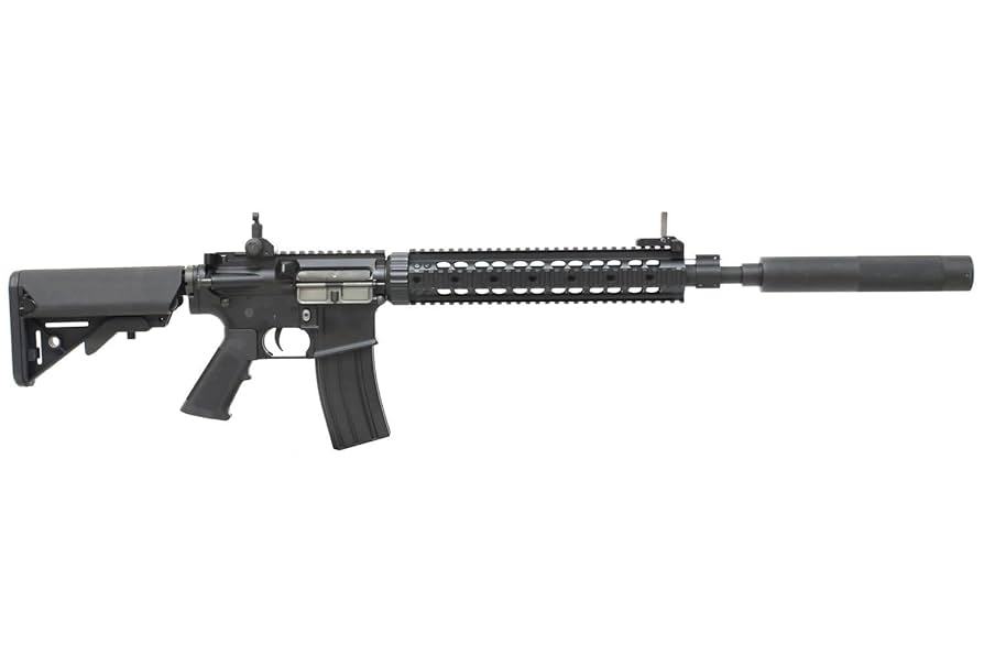 エアガン ブラック 伸縮式ストック サイレンサー付き エアガン ブラック 伸縮式ストック サイレンサー付き