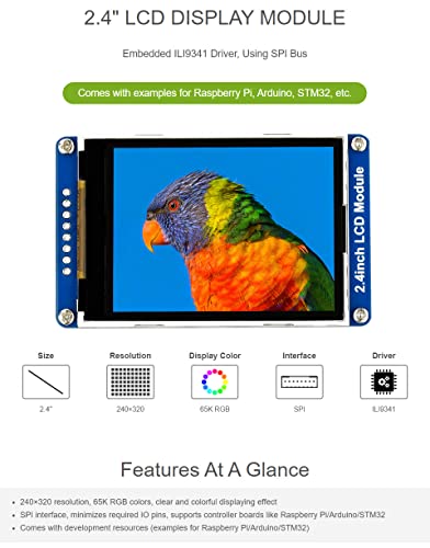 Image of waveshare 2.4inch LCD Display Module with 65K RGB Colors 240x320 Resolution SPI Interface