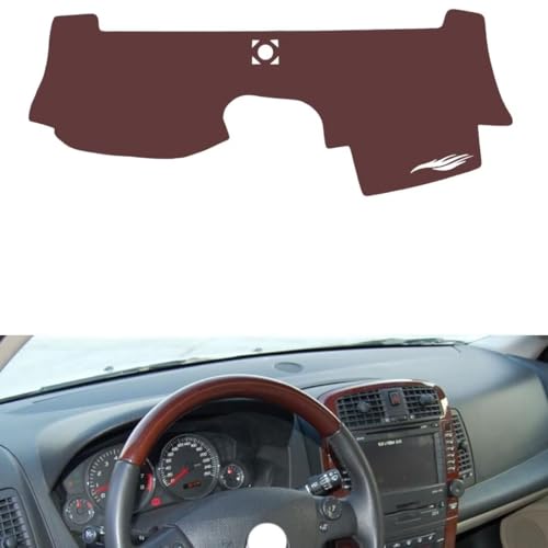 Anti-Slip Sun-Proof Dashboard Cover Compatible with Cadillac CTS 2005-2006, Premium Leather (Brown)