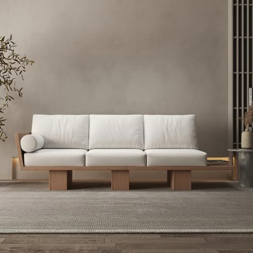 Image of 3 Seater Wooden Couch for Living Room & Office | Premium Upholstered Fabric Seating | Solid Marandi Wood Frame | Modern Designer Sofa for Home, Lounge (111821307 3S)