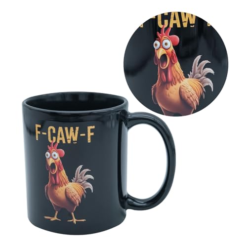 Taza de cerámica negra con diseño de pollo 11 oz miniatura 2