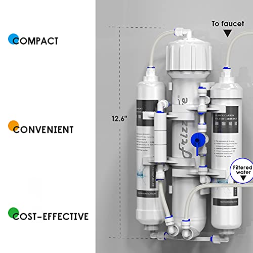 FRIZZLIFE Reverse Osmosis Water Filter System for Aquarium, Compact 3 Stage Tropical Fish, Discus, Marine, Compatible with 50,75 OR 100 GPD Membrane (50 GPD)