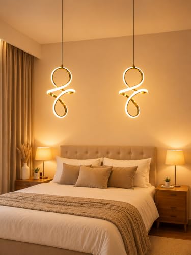 Image of Modern D18 HL Gold Finish 3 Different Color Mode (Warm White, Cool White, Neutral White) for Bedroom, Living Room, Restaurants, Dining, Home (Pack of 2)