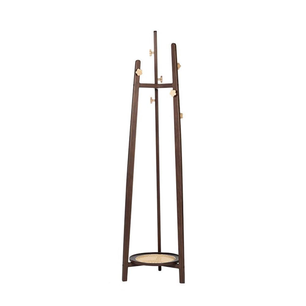 B3F7M4R9J2 Coat Rack Solid Wood Creative Floor-standing Clothes Hanger Coat Rack Bedside Entrance Does Not Occupy The New Chinese Style(Dark Walnut)