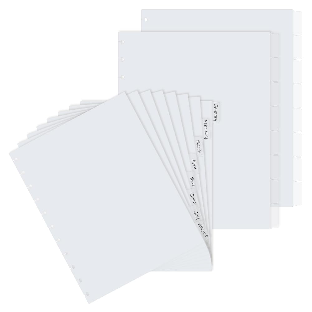SUPERFINDINGS 16 raccoglitori divisori a 3 anelli, divisori con foro a fungo, dimensione della lettera, indice superiore, divisore con 8 schede, per planner, quaderno, scuola, ufficio, casa