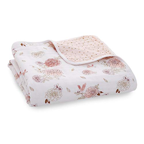 aden + anais 100% Cotton Muslin Baby Blanket Crib Bedding for Newborn Baby and Toddler, Nursery Blanket for Boys and Girls, Baby Registry and Shower Gift - Dahlias