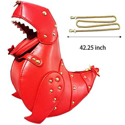 Fozehlad Women Dinosaur Shaped Shoulder Handbag PU Leather Rivet Crossbody Purses Messenger for Girl3