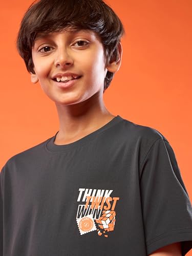 Image of TECHNOSPORT Boy's Polyester Slim Fit Crew Neck Half Sleeve T-Shirt with Technocool+, Anti Microbial Propeties for Sports and Regular Use