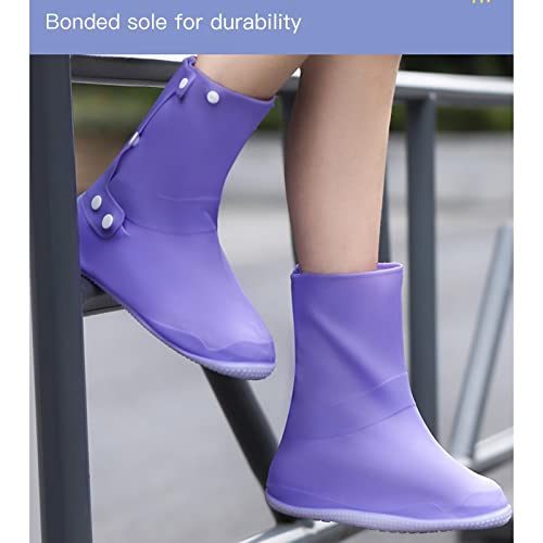 Cubrecalzado impermeable de silicona para lluvia, diseño con doble hebilla, elástico ajustable y reutilizable, fácil de poner y antideslizante (Color: C, Talla: X-Grande) miniatura 4