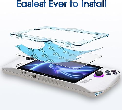 Image of amFilm OneTouch Screen Protector for ASUS ROG Ally X 2024 / ROG Ally 2023 7'' | Auto-Alignment install | Bubble Free | 9H+ Military-Grade Tempered Glass | Drop Protection | FHD Clarity | 2 Pack