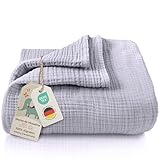 LAYNENBURG Manta de muselinas Bebe 120x120cm - 100% algodón - Oeko-Tex 100 - Manta acogedora o para Dormir, recién Nacido y niño pequeño (Gris)
