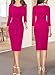VFSHOW Womens Front Zipper Tie Waist Bow Belted Slim Wear to Work Business Office Bodycon Pencil Dress (Hot Pink, X-Small) 10765 HPIK XS
