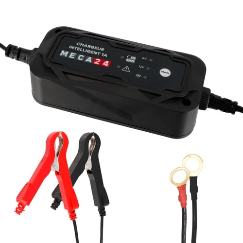 Chargeur de Batterie Moto - Quad - Tracteur - Tondeuse - Maintien de Charge 6V/12V - Cordon et Pince fourni - Automatique