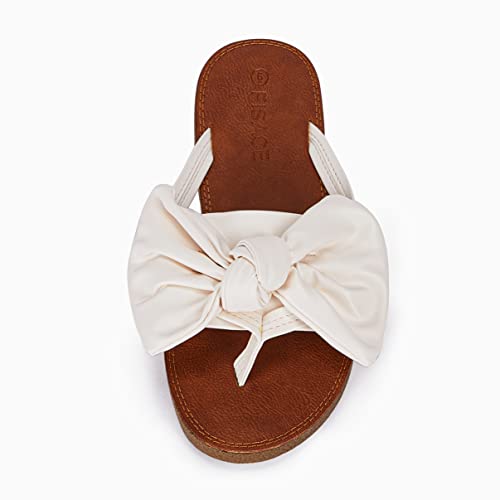 Image of FISACE Womens Bow Flat Sandals Flip Flops Slide Sandals Summer Beach Shoes