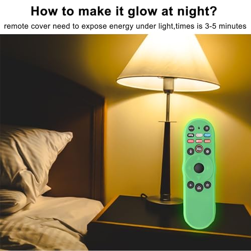 Image of Silicone Case for Vizio TV Remote XRT270, TOKERSE Cover Compatible with VIZIO XRT270 Smart TV Remote Control Anti Slip Shockproof Protective Sleeve Skin with Lanyard Glow in The Dark - Green