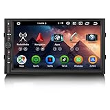 Erisin Universal 8-cœurs 4Go+64Go Android 14 Autoradio Double Din GPS Navigateur 7 Pouces Écran Tactile Support CarPlay sans Fil Android Auto Bluetooth 5.0 WiFi 4G DSP Dab+ USB FM RDS TNT OBD2 DVR