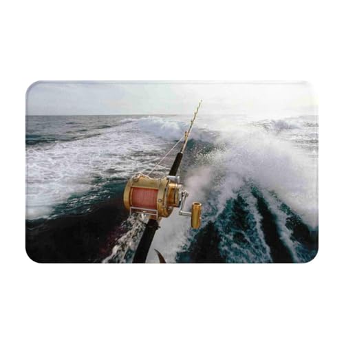 POCUK Tappetino antiscivolo in flanella per canna da pesca, 50,8 x 80 cm, tappetino per porta anteriore e posteriore, tappetino da bagno e doccia