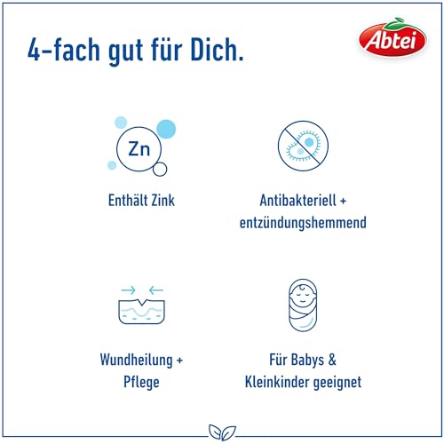 Abtei Wundheil Zinksalbe - Salbe mit Zink zur Wundheilung - antibakteriell und entzündungshemmend - auch für Babys und Kleinkinder geeignet - 75 ml